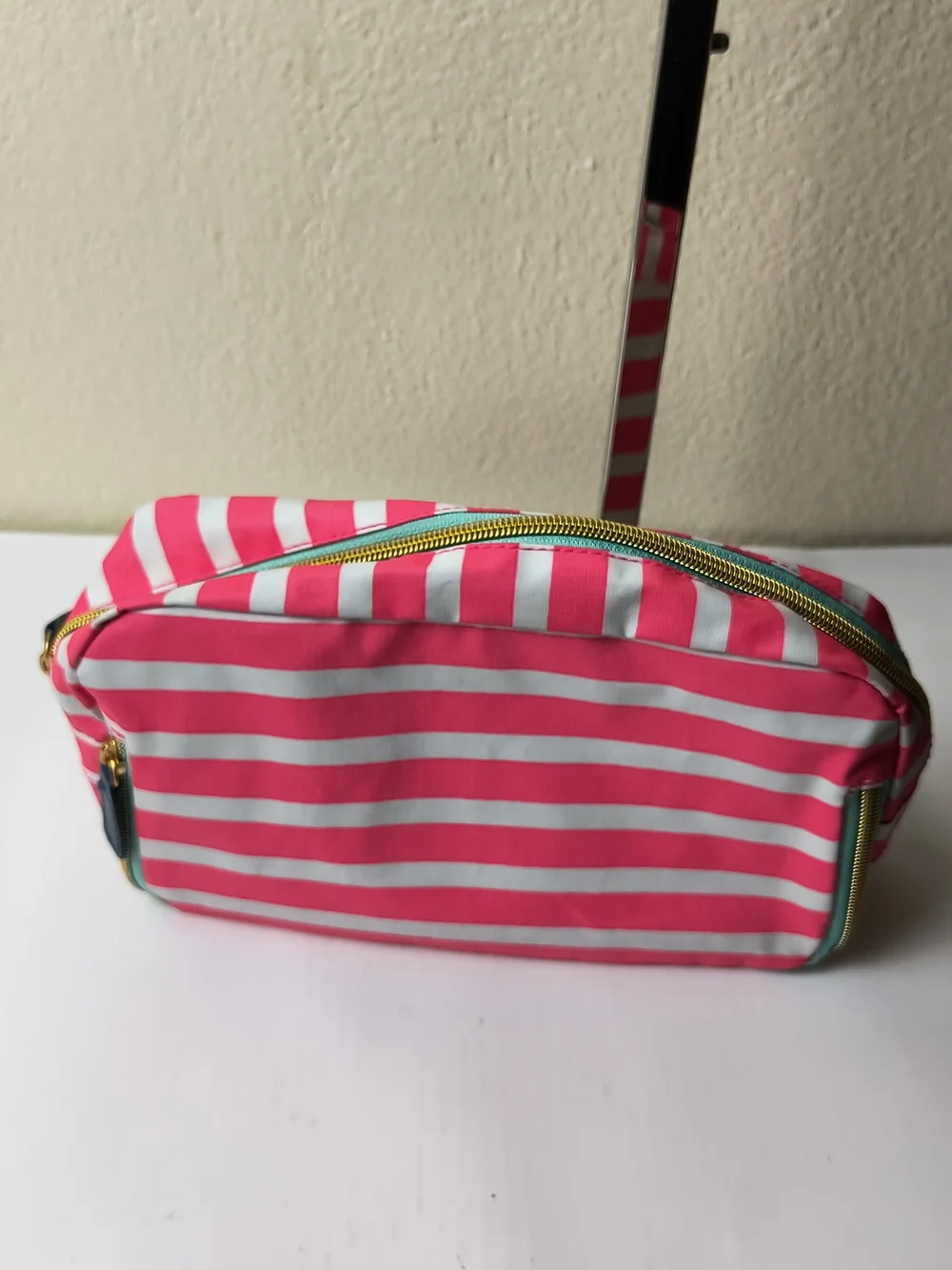 Pink & White Striped Cosmetic Pouch - Women